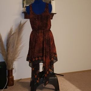 Red Animal Print Asymmetrical Dress
